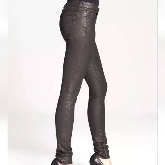 Joe's Jeans Coated Metallic Skinny Jeans Black/Gold, Size 24 - Picture 5 of 17